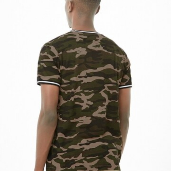 Forever 21 Mens Camo Varsity Ringer Tee Shirt Sz XL - Picture 4 of 10